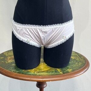 Vintage Pastel Pink Rosebud Lace Trim Nylon Panties Size 7